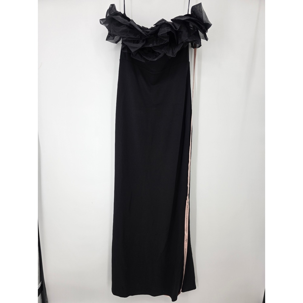 Lulus Evening Excellence Black Ruffled Strapless Mermaid Maxi Dress Size Large - Picture 5 of 7